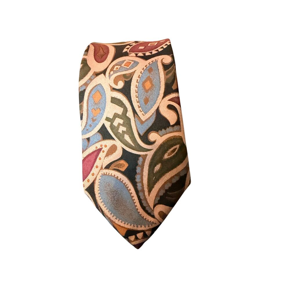 Lands End Silk Tie Paisley Necktie USA Vintage Multicolor Classic - Picture 2 of 10